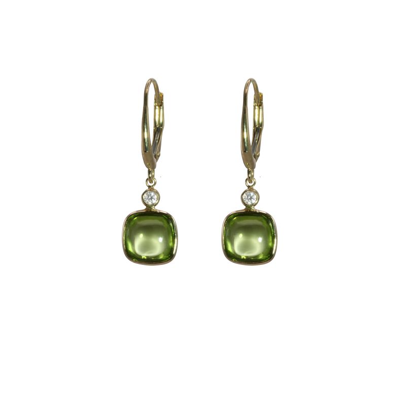 Peridot and Diamond  Earrings